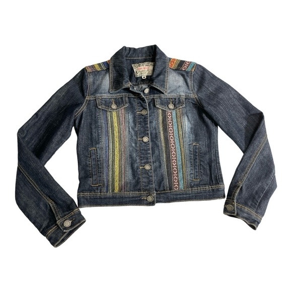 Hot Kiss Denim Jean Jacket Western Southwestern Embroidered size M - Picture 8 of 14